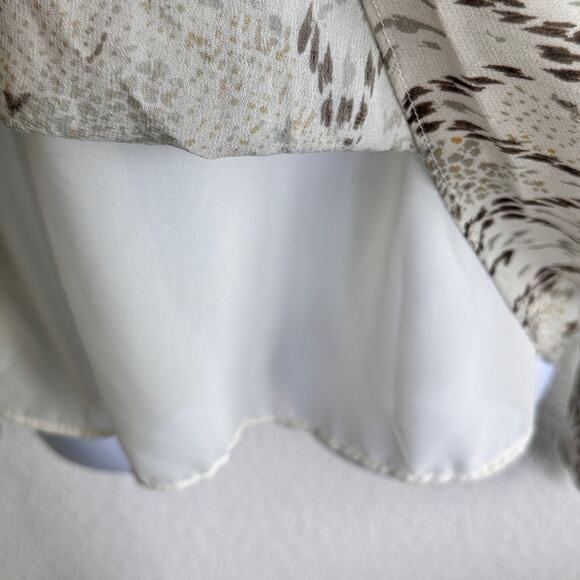 Ramy‎ Brook S animal Printed Rye Puff Sleeve Tie Neck  blouse - Picture 9 of 10